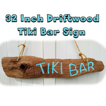 Driftwood Tiki Bar Sign - One of a kind Carved Hanging Wood Tropical Sign Decor - £53.96 GBP