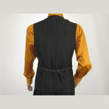 Men Denim Suit Royal Diamond 3 Piece vested Wide Leg Pleated Pants Den2 black image 12