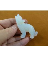 (Y-COY-ST-717) little white Opalite howling COYOTE wild dog gemstone FIG... - $325.38 MXN