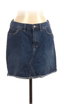 Southern Tide Medium Wash Blue Denim Skirt Sz 31 Raw edge Frayed Hem Poc... - $37.63