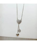  Rhodium 925 Sterling Silver zircon heart necklace.  - £30.27 GBP
