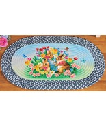 Oval Braided Kitchen Rug(20&quot;x30&quot;) EASTER,SPRING BUNNIES,BUTTERFLIES &amp; FL... - £15.45 GBP