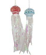 December Diamonds 79-81265 Set Of 2 Nautical Blue &amp; Coral Jellyfish Orna... - $28.01