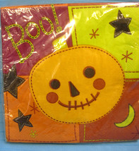 Luncheon Napkins Halloween Boo Pumpkin Fall Party Black Orange Green 20ct - $9.55