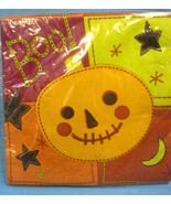 Luncheon Napkins Halloween Boo Pumpkin Fall Party Black Orange Green 20ct - £7.63 GBP