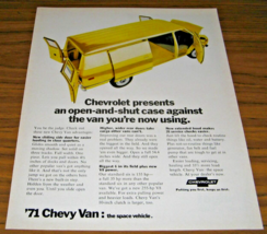 1971 Print Ad Chevrolet Van with Sliding Doors Yellow Chevy - $16.72
