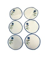 Wine Glass Lot VTG 6 Round Coasters 4.5” Embroidered Floral Blue Cottage... - $23.36