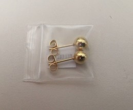 Gold plated Ball Stud Earrings  Women Stainless Steel 6mm - $180.30 MXN