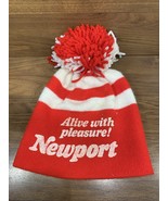 Vintage 80s 90s Newport Cigarettes Alive With Pleasure Beanie Pom Pom Hat - $25.97 CAD
