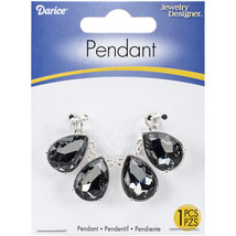 Jewelry Pendant Rhinestone Teardrops Silver and Smoke 6 x 2 cm - $580.31 MXN