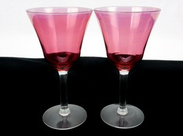 Set of 2 Vintage Cranberry 5 Ounce Stemware Glasses, Wines, Champagne, #CGB-03 - £18.26 GBP