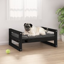 Dog Bed Black 65.5x50.5x28 cm Solid Pine Wood - £29.77 GBP