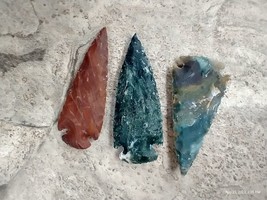 Reproduction Stone Agate Arrowhead For Jewelry (3 Pcs) 2.75 - 3 Inch - £10.21 GBP