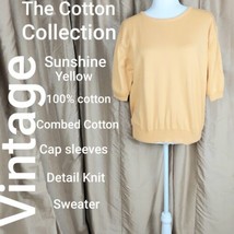 Vintage The Cotton Collection Summer Yellow Knit Top Size L - £12.60 GBP