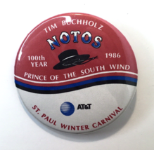 St Paul Winter Carnival Pinback Button 1986 Notos Prince Of The South Wind 100yr - $12.00