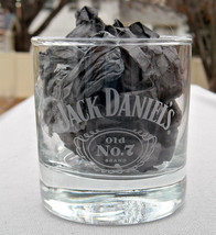 Jack Daniels Old No 7 Whiskey etched glass Winged Music Note 8 oz blues - $22.72