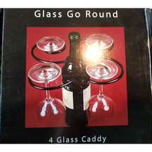 Wine Things Glass Go Round 4-Glass Decorative Caddy, Gold Goes over the Wine Bot - £23.72 GBP