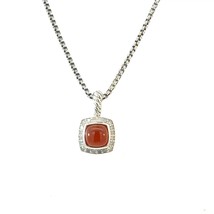David Yurman Carnelian Diamonds Chain Necklace 16&quot; 7 mm Silver Estate DY658 - €415,28 EUR