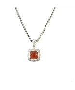 David Yurman Carnelian Diamonds Chain Necklace 16&quot; 7 mm Silver Estate DY658 - $485.10