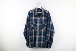 Vintage 70s Streetwear Mens XL Distressed Knit Collared Board Button Shirt Plaid - £31.23 GBP