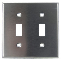 Steel Wall Switch Plate Toggle Outlet Cover Rocker Duplex Wallplate Cover 2 Gang - £15.71 GBP