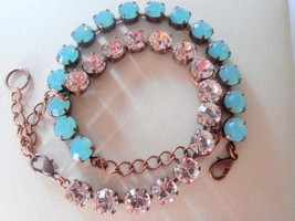 Pacific Opal Copper tennis Chatons Bracelet w/ Swarovski Crystals 8mm  - £31.46 GBP