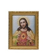 Sacred Heart of Jesus Tapestry Picture 11&quot;X 9&quot; Frame Wall Hanging Home D... - €33,30 EUR