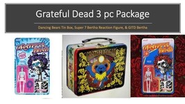 Grateful Dead - 3 pc-package Tin Tote Lunchbox (2) Bertha Reaction Figures - £58.88 GBP