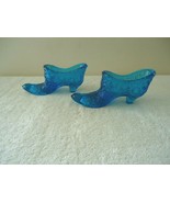 Vintage Set Of 2 Fenton ? Blue Glass Shoes &quot; BEAUTIFUL COLLECTIBLE SET &quot; - £25.66 GBP