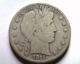 1911-S Barber Half Dollar Very Good Vg Nice Original Coin Bobs Coins Fast Ship - £24.41 GBP