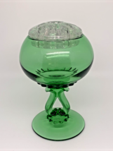 Viking Princess Flowerlite Light Emerald Green 10-Hole/Candle Clear Glass Frog - £59.72 GBP
