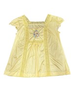 Vintage Sears Yellow Embroidered &amp; Lace Trim Nylon Polyester Blouse Medium - $24.00
