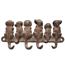 6 Sitting Dogs Tail Key, Leash, Coat, Hat Hanger Wall Mount Cast Wrought... - $17.49