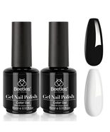 Beetles White Gel Nail Polish Black Gel Polish Kit 2 Pcs 15ml Black And ... - $8.59