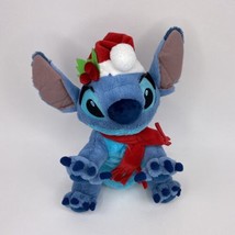 Lilo &amp; Stitch Holiday Plush STITCH Santa Hat Holly Scarf Disney Stuffed Toy 14&quot; - £17.43 GBP