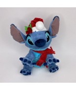 Lilo &amp; Stitch Holiday Plush STITCH Santa Hat Holly Scarf Disney Stuffed ... - £17.31 GBP