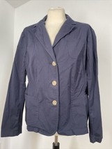 Lands End XL? 44&quot; Chest Navy Blue 3-Button Cotton Blazer Jacket - £19.57 GBP