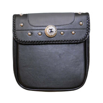 Vance Leather Black and Grey Studded and Braided Sissy Bar Bag - £37.83 GBP