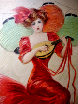 Victorian Art Print Women Lanterns Mandolin Guitar Lithograph 1909 Maud Stumm - £18.95 GBP