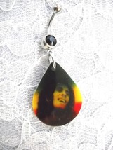 SMILING BOB MARLEY PIC DROPLET SHAPE RASTA COLORS ON BLACK CZ BELLY BUTT... - $5.50