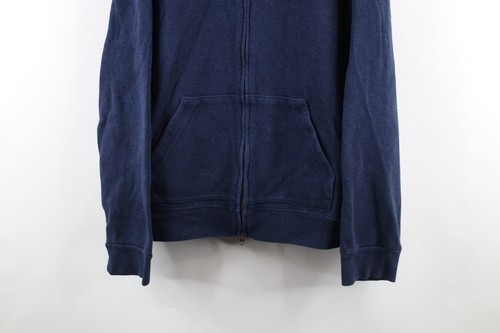 Vintage 90s Ralph Lauren Mens XL Faded Cotton Ribbed Knit Full Zip Hoodie Blue Item image 3