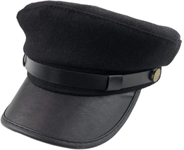NARAMAX 1PCS Black Chauffeur Hat Driver Hat Costume Hats Doorman Hats Fishermans - £20.29 GBP
