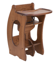 3-in-1 High Chair Desk Rocking Horse Amish Handmade Children Furniture Solid Oak - £527.56 GBP