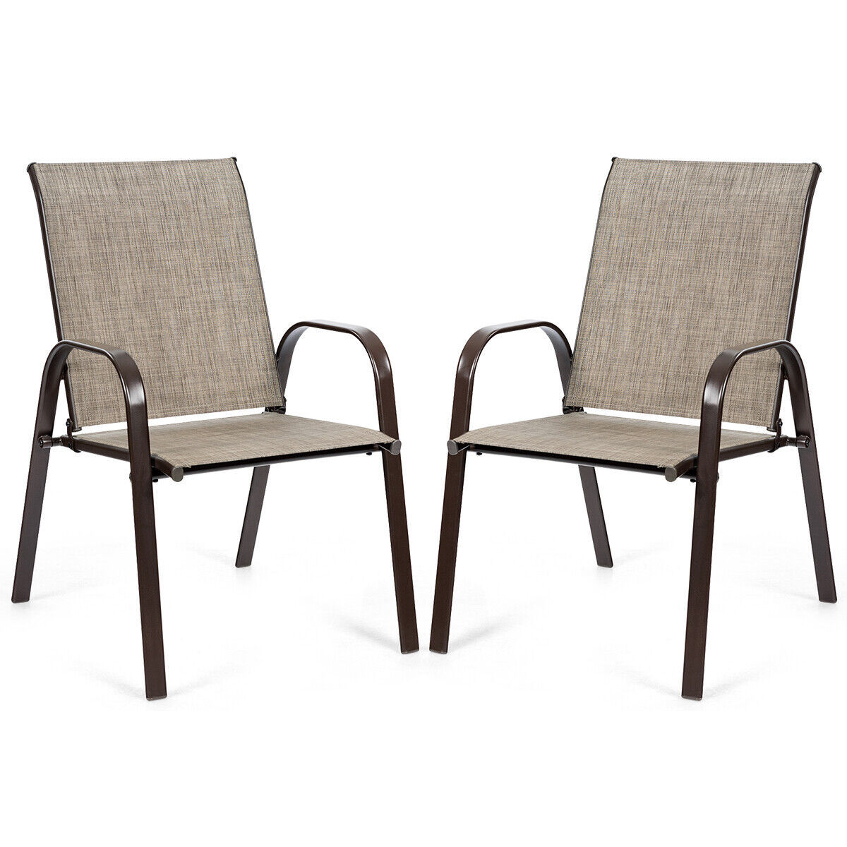 Primary image for 2 PCS Patio Chairs Outdoor Dining Chair Heavy Duty Steel Frame w/Armrest