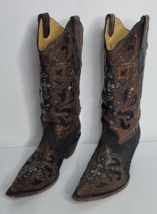 Corral Boots Size 9.5 Womens Vintage Brown Black Western Crystal Cross C... - £157.31 GBP