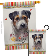 Black Jack Russell Happiness Flags Set Dog 28 X40 Double-Sided House Banner - £39.45 GBP
