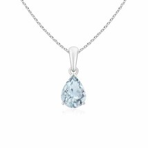 Pear-Shaped Aquamarine Solitaire Pendant in Silver (Grade- A, Size- 8x6MM) - £207.84 GBP