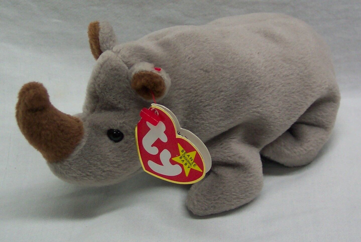 TY Beanie Baby SPIKE THE GRAY RHINO 7&quot; Bean Bag Stuffed Animal Toy 1996 NEW - $14.85