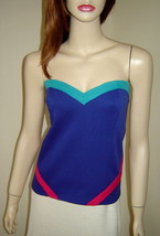 Silence + Noise Purple Colorblock Stretch Knit Strapless Zip Tube Top (L) New - £7.61 GBP