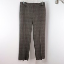 Dressbarn Women&#39;s 12 Taupe Plaid Straight Leg Office Dress Trouser Pants - £13.53 GBP